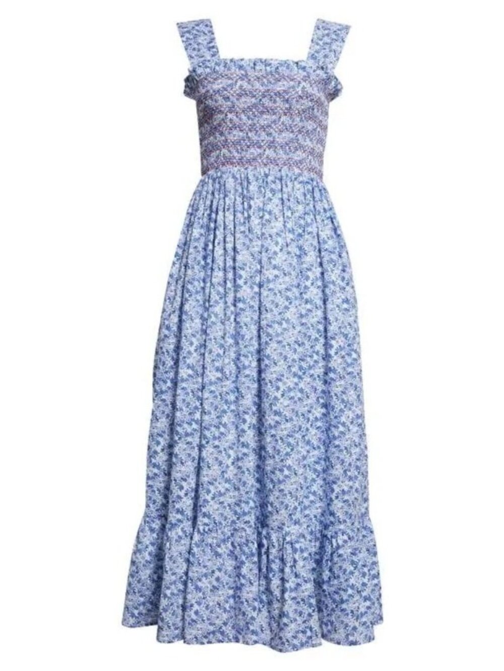 🆕 Mille Garden Smocked Floral Midi Dress Cotton Large 8-10 - Picture 5 of 12